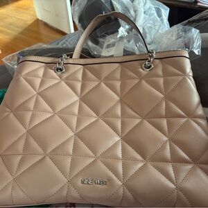 Nine West Taupe Quilted Tote Bag